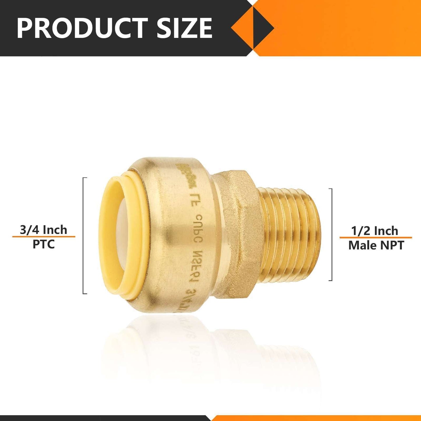 30 Pcs 3/4" x 1/2" M Push Fit Male Adapter