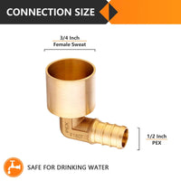 PEX-B Crimp 1/2" PEX x 3/4" Female Copper Sweat Elbow (Lead Free) Plumbingsell