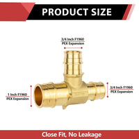 PEX A Expansion 1" X 3/4" X 3/4" PEX Expansion Reducing Tee (Lead Free) Plumbingsell