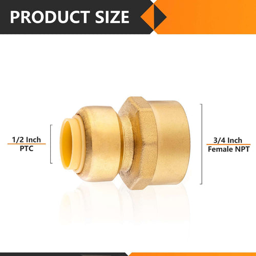 1/2" x 3/4" F Push Fit Female Adapter