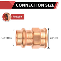 1/2" Press Copper x 1/2" Female Threaded Adapter (Lead Free) Plumbingsell