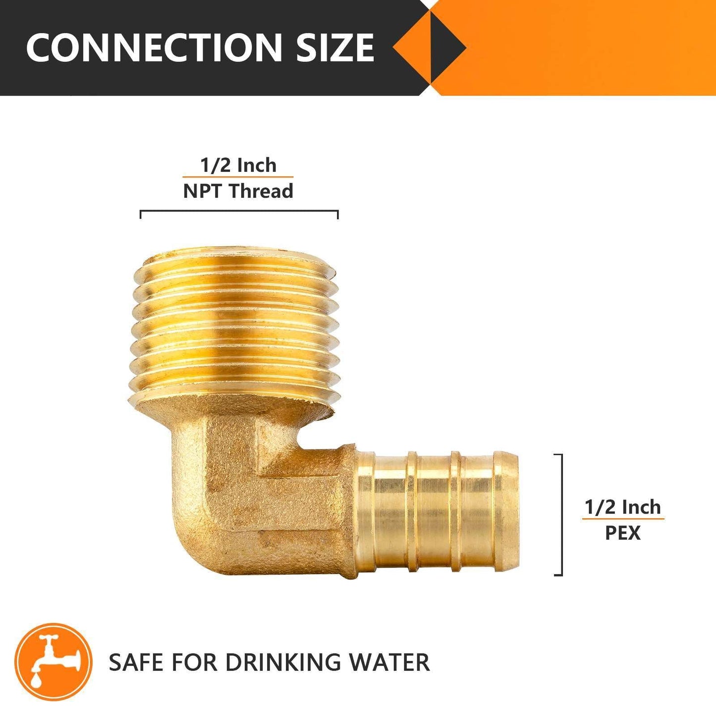 PEX-B Crimp 1/2" PEX x 1/2" Male Threaded Elbow (Lead Free)