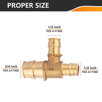 PEX A Expansion 3/4" x 1/2" x 1/2" PEX Expansion Reducing Tee (Lead Free) Plumbingsell