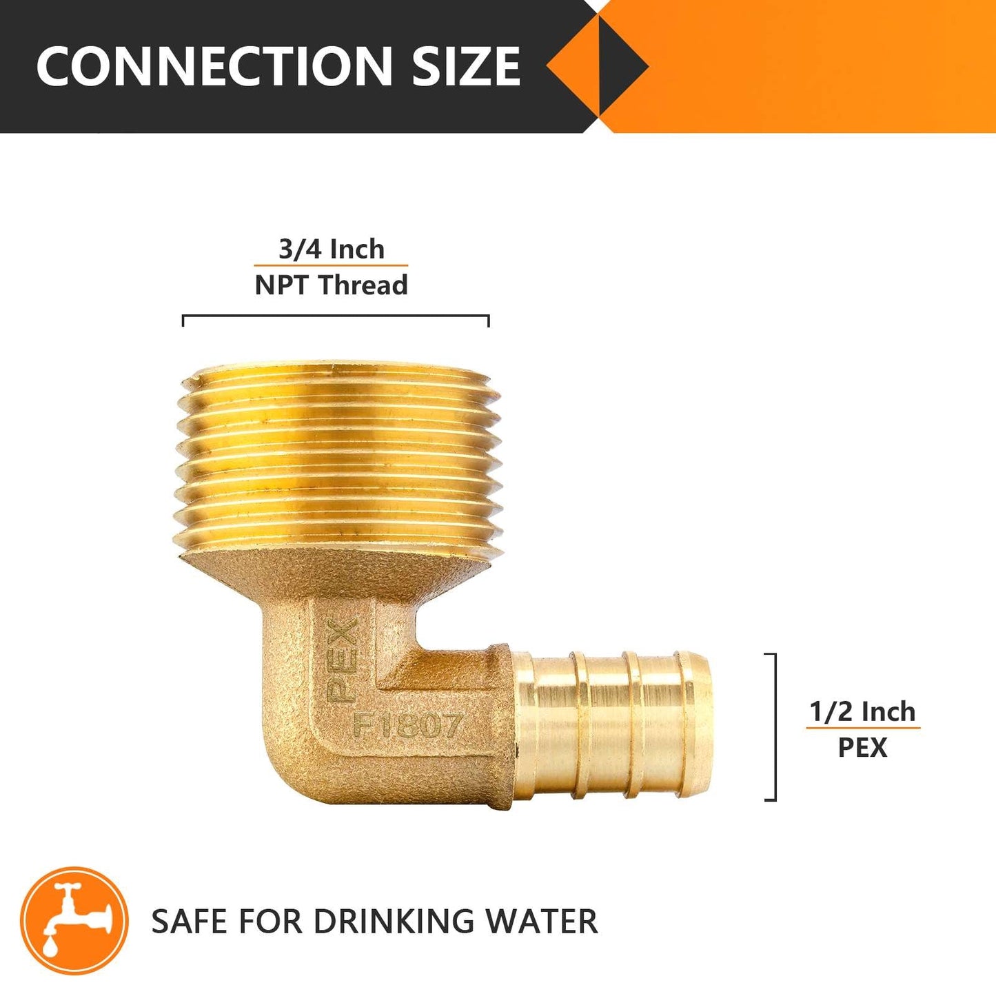 PEX-B Crimp 1/2" PEX x 3/4" Male Threaded Elbow (Lead Free)