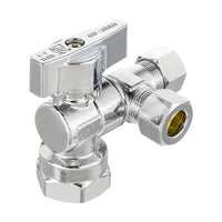 10 Pcs 1/2" NOM (5/8" OD) Inlet x 3/8" OD Outlet x 3/8" OD Outlet Split Angle Stop Valve, 1/4 Turn (Lead Free) Plumbingsell