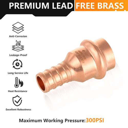1/2" Press Copper x 1/2" PEX-B Crimp Adapter (Lead Free)