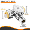 10 Pcs 1/2" Push Connect x 1/2" Push Connect x 3/8" OD Compr. Tee Stop Valve, 1/4 Turn (Lead Free) Plumbingsell