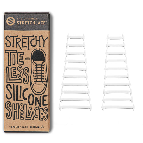 Black Stretchy Tieless Silicone Elastic Shoelaces | 20 Straps The Original Stretchlace