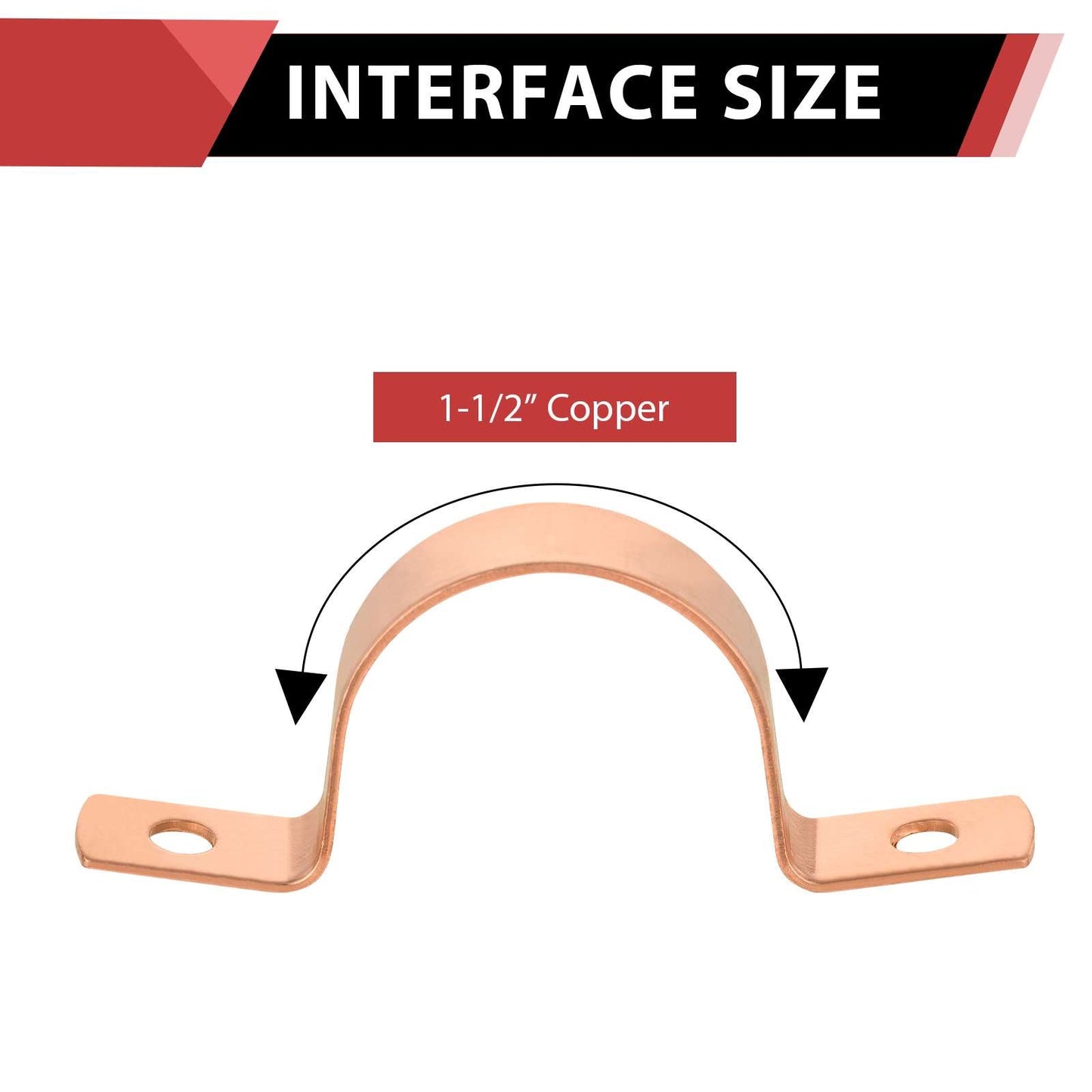 10 Pcs 1-1/2" Copper Pipe Straps, Two Hole at Wholesale Price