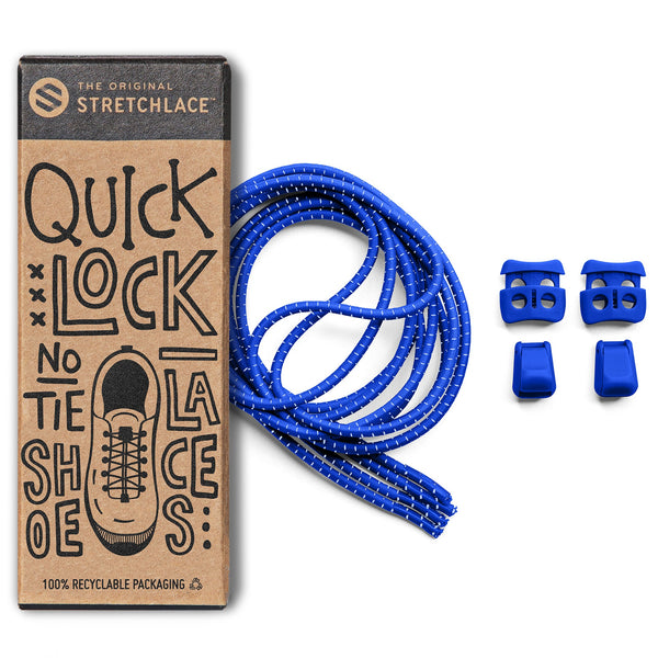 Blue Quick Lock No Tie Elastic Shoelaces The Original Stretchlace