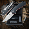 The Peasant Folding Pocket Knife Giftset for Men and Women (Red and Grey) Holtzman's Gorilla Survival