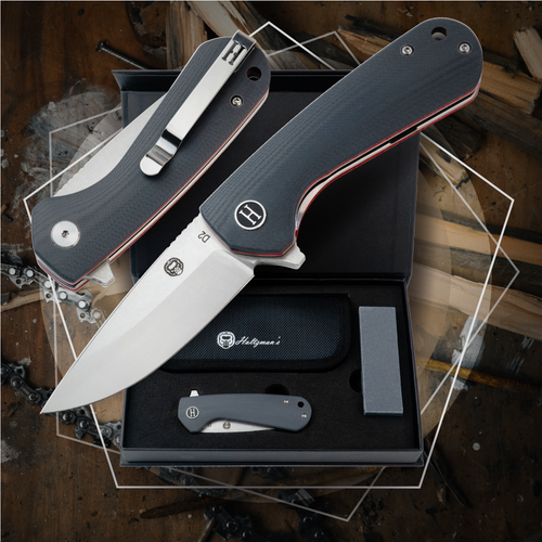 The Peasant Folding Pocket Knife Giftset for Men and Women (Red and Grey) Holtzman's Gorilla Survival