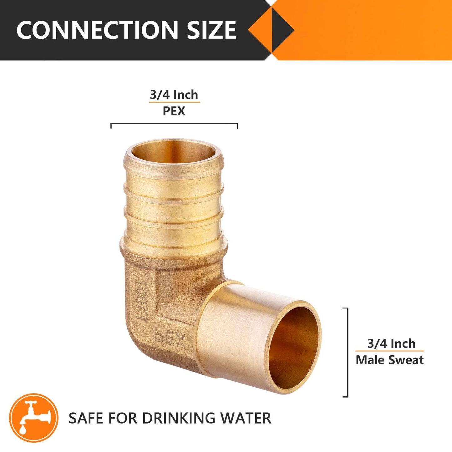 PEX-B Crimp 3/4" PEX x 3/4" Male Copper Sweat Elbow (Lead Free)