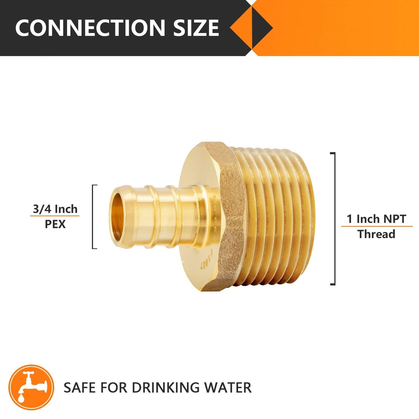 30 Pcs PEX-B Crimp 3/4" PEX x 1" Male Threaded Adapter (Lead Free)