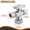 10 Pcs 5/8" OD Compr. x 3/8" OD Compr. x 3/8" OD Compr. Dual Outlet Angle Stop Valve, 1/4 Turn (Lead Free) Plumbingsell