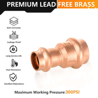 3/4" x 1/2" Copper Press x Press Coupling NO Stop (Lead Free) Plumbingsell