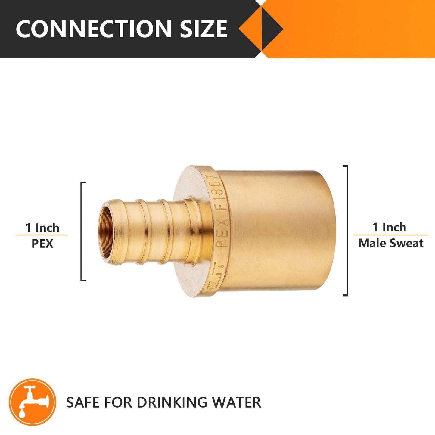 PEX-B Crimp 1" PEX x 1" Male Copper Sweat Adapter (Lead Free)