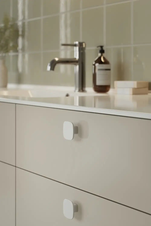 Glossy White "Tabula" Cabinet Knob and Drawer Pull Euro • Knobs