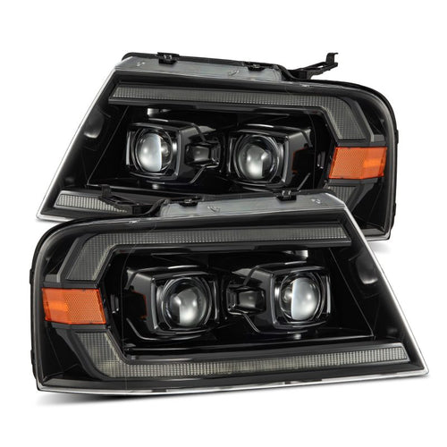 AlphaRex 04-08 Ford F150 / 06-08 Lincoln Mark LT LUXX-Series LED Projector Headlights Alpha-Black OffRoadUSA.com