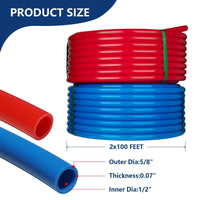 1/2" 2 x100ft, 200ft PEX-B Tubing (Blue & Red), 1/2" Barb Crimp Brass Fittings (30 PCS), Cinch Clamps (100 PCS) Plumbingsell