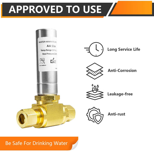 3/8" OD Comp. x 3/8" OD Female Comp. , Water Hammer Arrestor Tee For Dishwasher Connection, Stainless Steel Plumbingsell