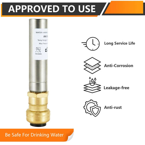 1/2" Push Fit, Straight Water Hammer Arrestor, Stainless Steel Plumbingsell