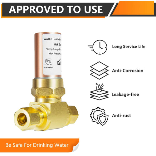 3/8" OD Comp. x 3/8" OD Female Comp. , Tee Copper Water Hammer Arrestor for Dishwasher Connection Plumbingsell