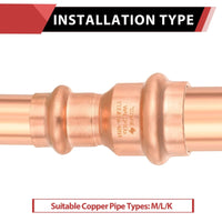 3/4" x 1/2" Copper Press x Press Coupling NO Stop (Lead Free) Plumbingsell