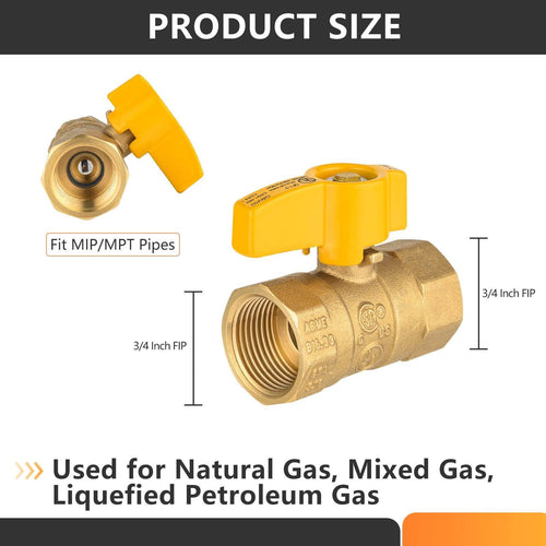 3/4" FNPT Gas Valve, Yellow