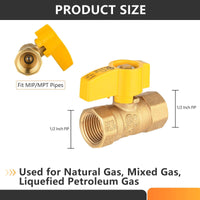 1/2" FNPT Gas Valve, Yellow Plumbingsell