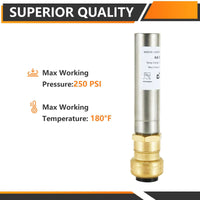 1/2" Push Fit, Straight Water Hammer Arrestor, Stainless Steel Plumbingsell