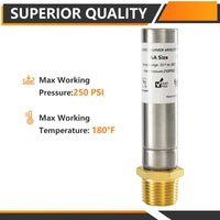 1/2" MIP Thread, Straight Water Hammer Arrestor, Stainless Steel Plumbingsell