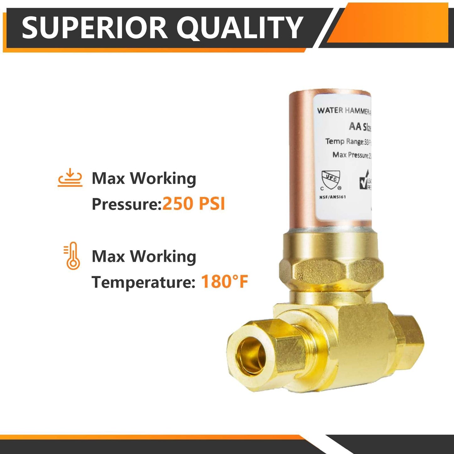 10 Pcs 3/8" OD Comp. x 3/8" OD Female Comp. , Tee Copper Water Hammer Arrestor for Dishwasher Connection