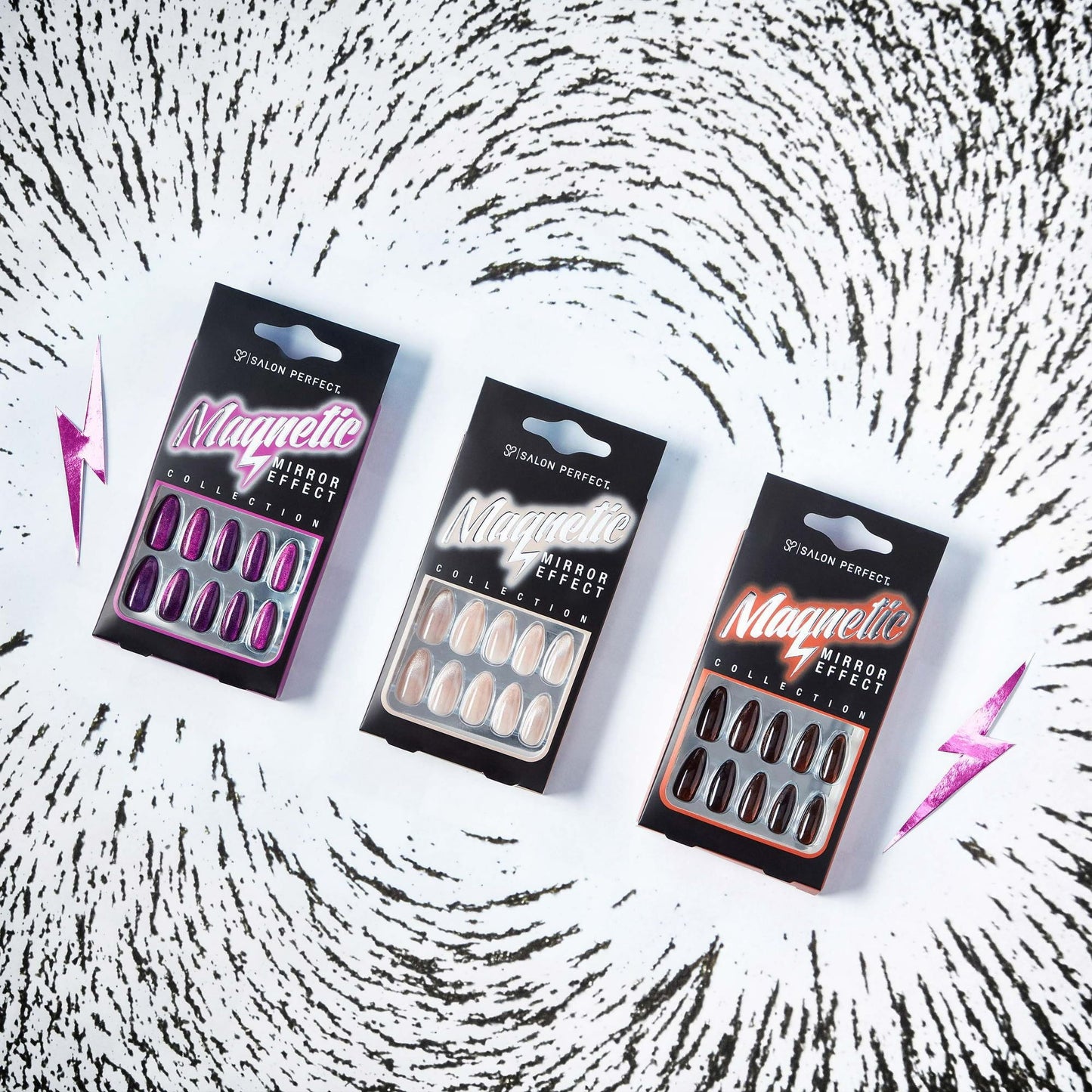 Salon Perfect Artificial Nails 121 Magnetic Silver File & Glue Included 30 Nails EasyOptionXY LLC