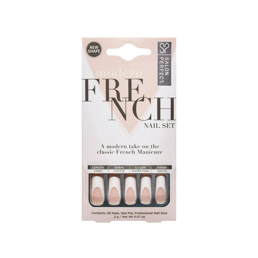 Salon Perfect Artificial Nails 156 Modern French Thick White Tip File & Glue Included 30 Nails EasyOptionXY LLC