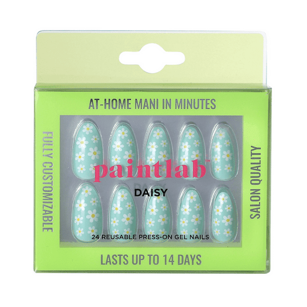 PaintLab Reusable Press on Gel Nails Kit Daisy Turquoise 24 Count EasyOptionXY LLC