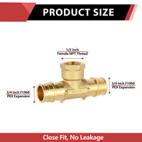 PEX A Expansion 3/4" PEX x 3/4" PEX x 1/2" Female Threaded F1960 Tee (Lead Free) Plumbingsell