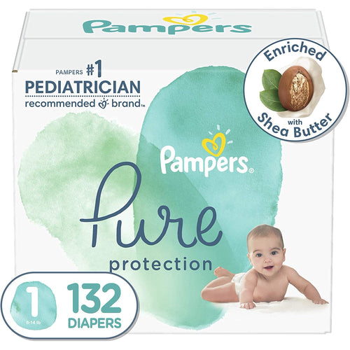 Pampers Pure Protection Disposable Baby Diapers, Hypoallergenic and Unscented Protection, Enormous Pack Size 1, 132 Count EasyOptionXY LLC