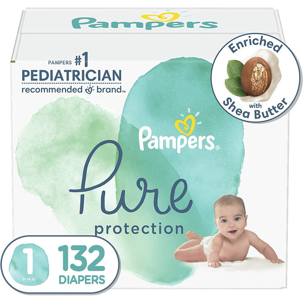 Pampers Pure Protection Disposable Baby Diapers, Hypoallergenic and Unscented Protection, Enormous Pack Size 1, 132 Count EasyOptionXY LLC