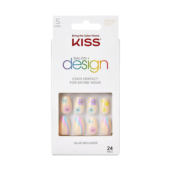 KISS Salon Design Short Square Glue-On Nails, Glossy Light Blue, 24 Count EasyOptionXY LLC