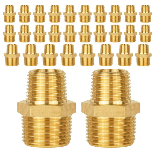 30 Pcs 1/2" X 3/8" Male NPT Brass Hex Connector
