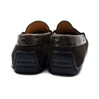 Zelli Italia 31-160-NIC MONZA Sueded Calfskin with Crocodile Driver, Nicotine