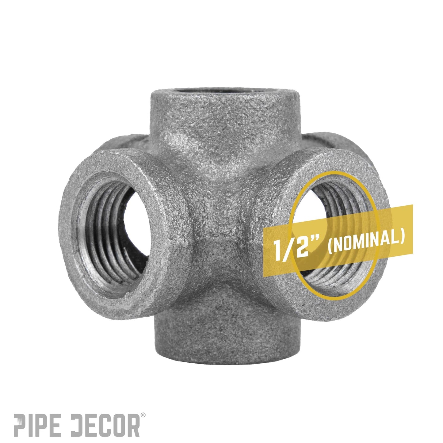 1/2 in. Black 6-Way Fitting PIPE DECOR