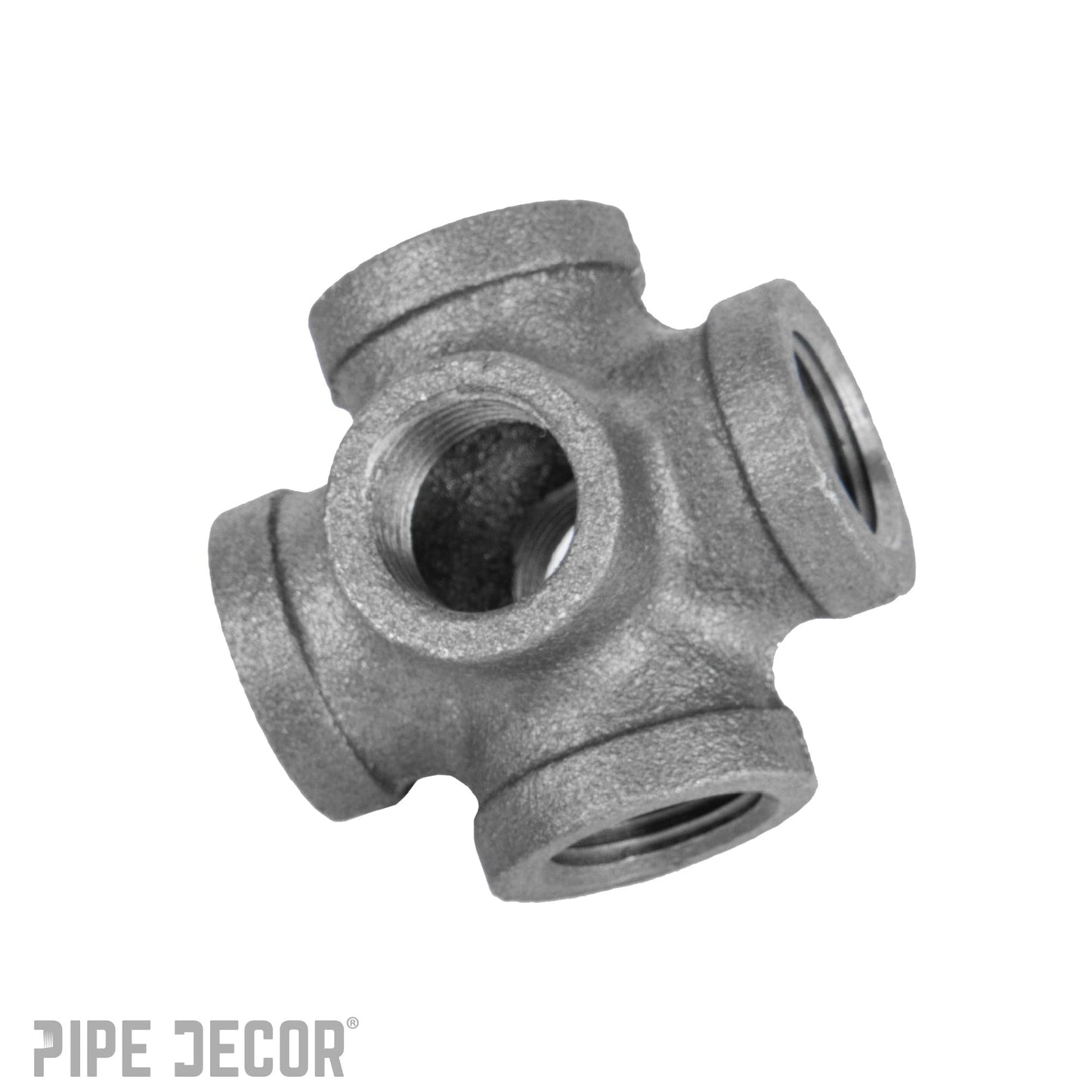 1/2 in. Black 6-Way Fitting PIPE DECOR