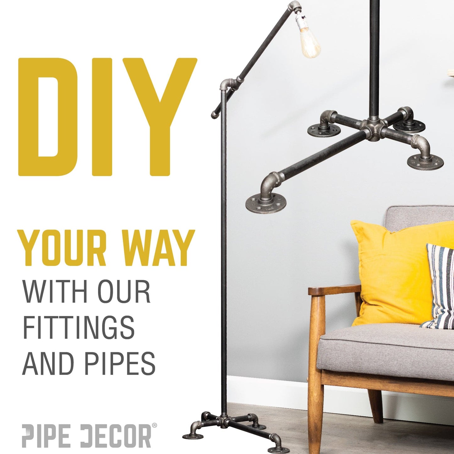 1/2 in. Black 6-Way Fitting PIPE DECOR