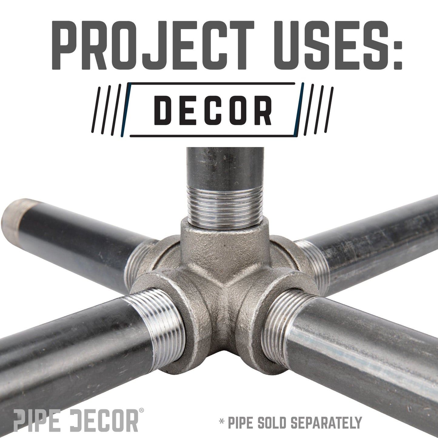 1/2 in. Black 5-Way Fitting PIPE DECOR