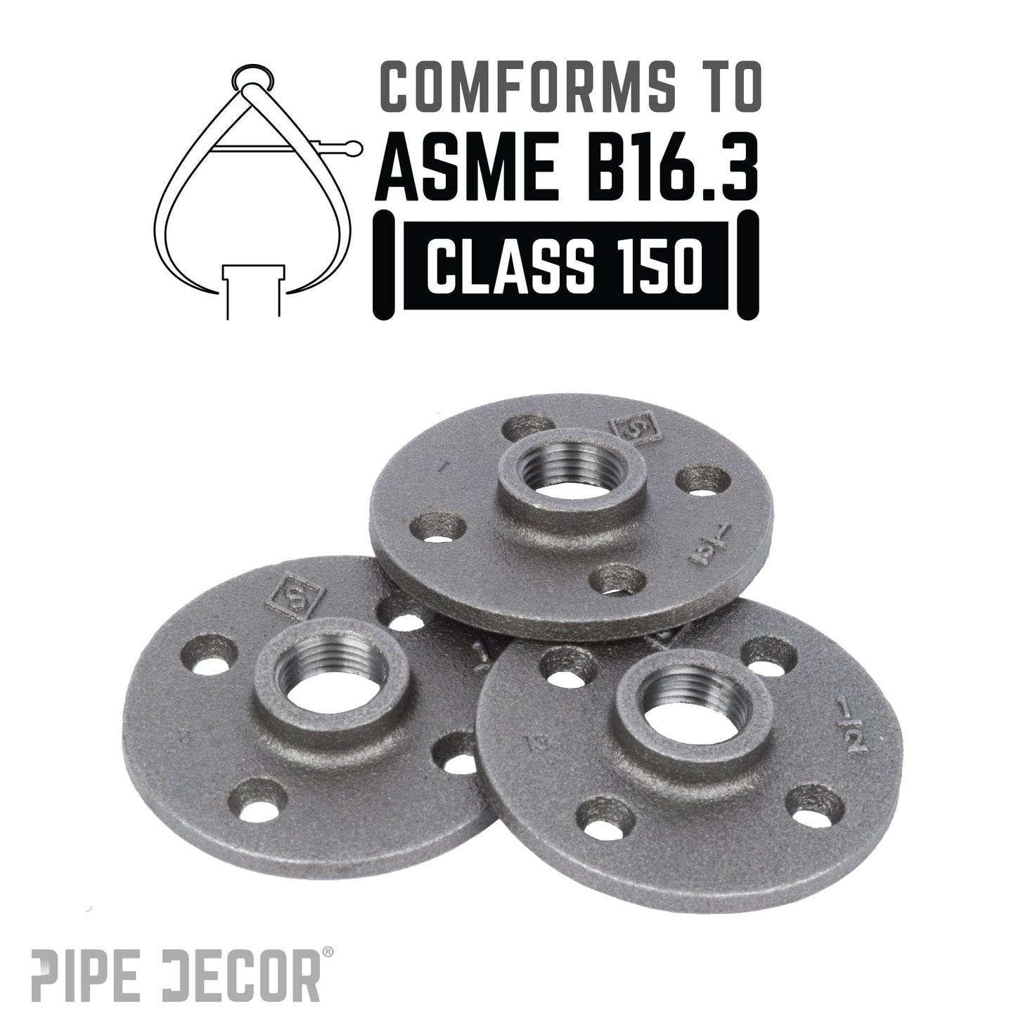 1/2 in. Black Floor Flange PIPE DECOR