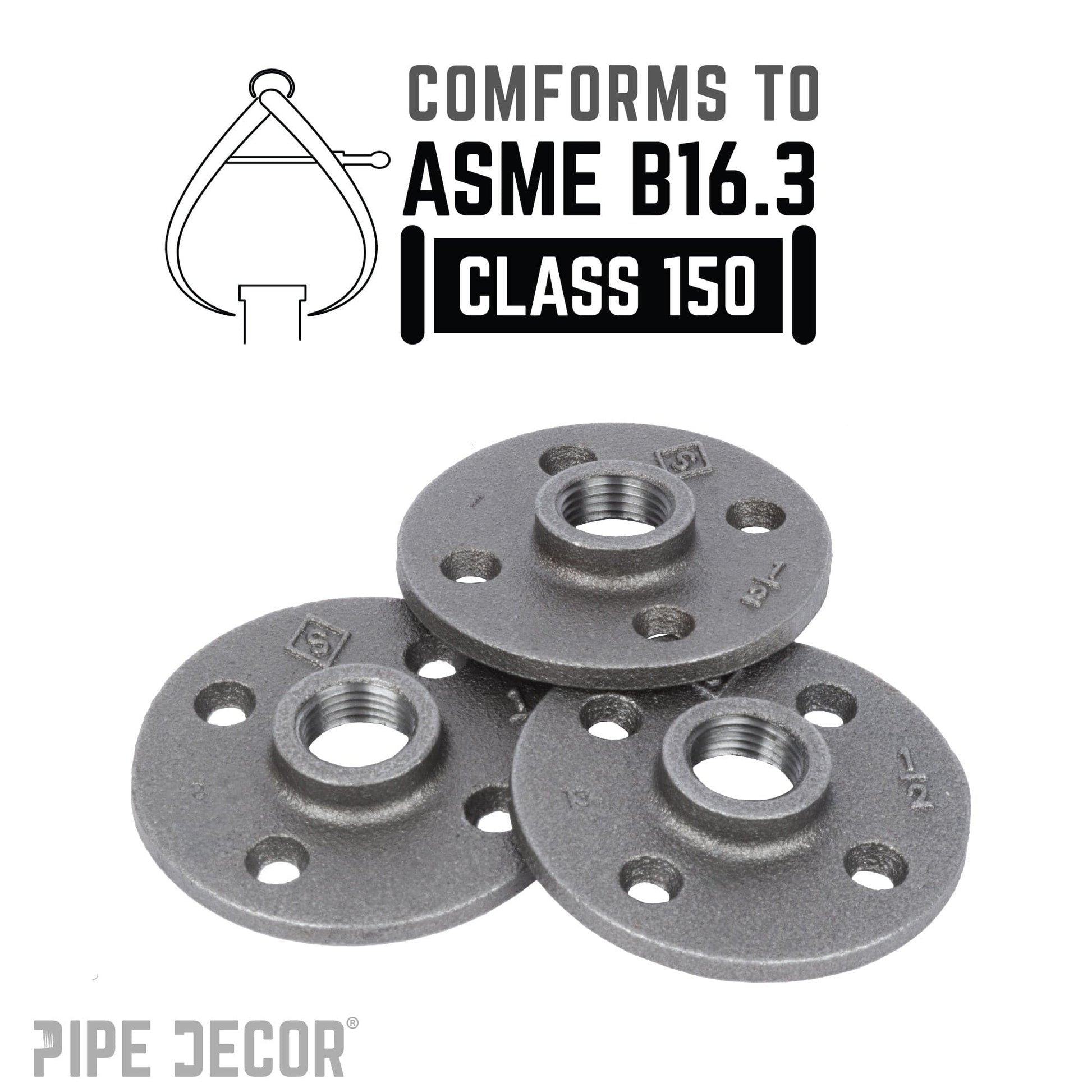 1/2 in. Black Floor Flange PIPE DECOR
