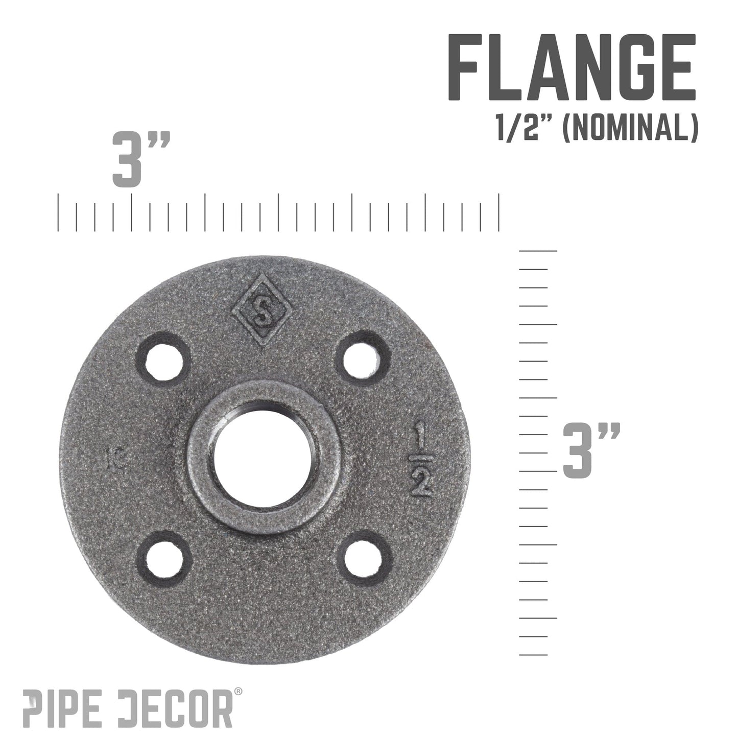 1/2 in. Black Floor Flange PIPE DECOR