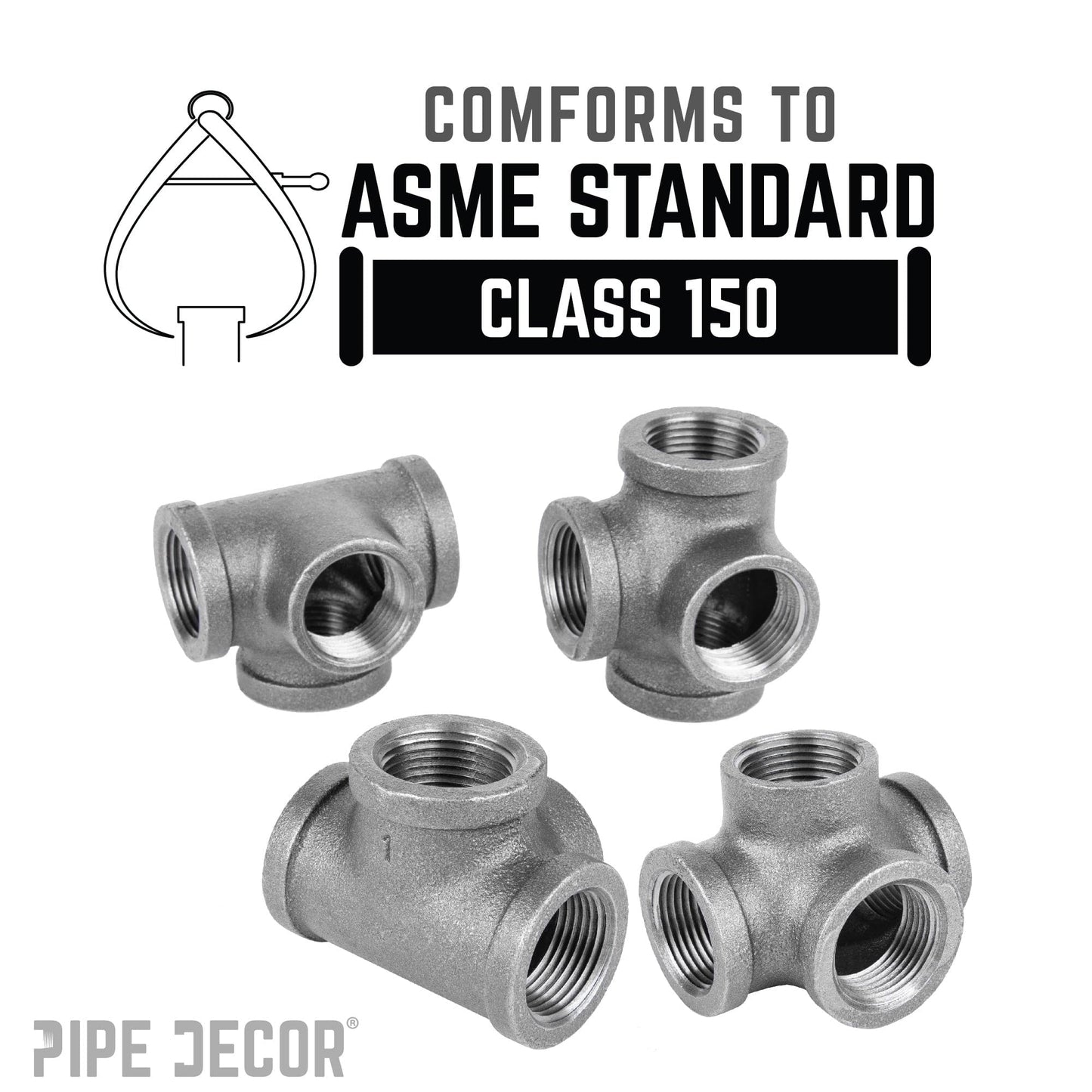 1/2 in. Black Side Outlet Tee PIPE DECOR